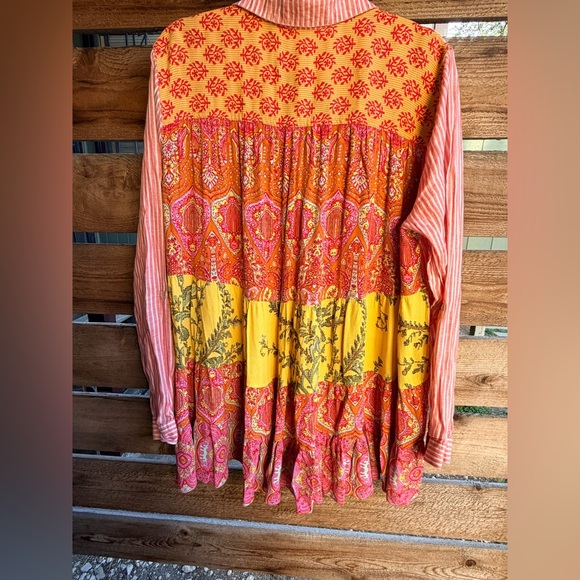 John Mark Coral and White Striped Top Boho ,cottagecore, coquette XL - Picture 4 of 8